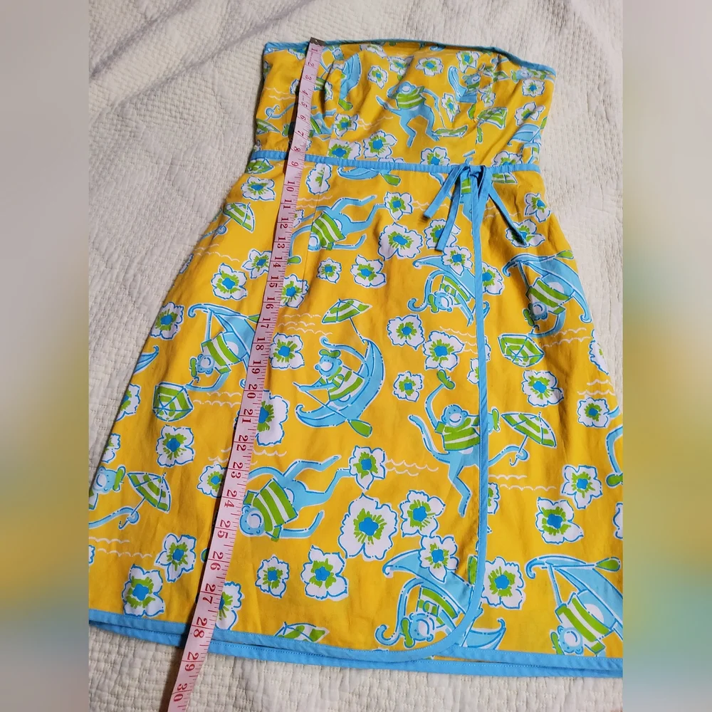 Lilly Pulitzer Floral Monkey Strapless Dress Size 6 - Picture 9 of 11